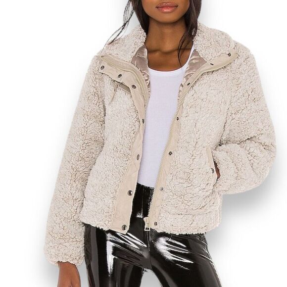 BLANKNYC Jacket Womens S‎ Grey Faux Fur Stand Collar Bomber Teddy - Picture 11 of 16